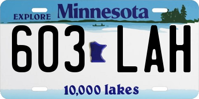 MN license plate 603LAH