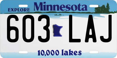 MN license plate 603LAJ