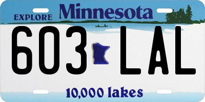 MN license plate 603LAL