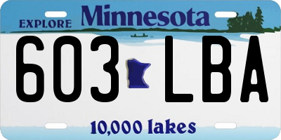 MN license plate 603LBA