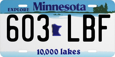 MN license plate 603LBF