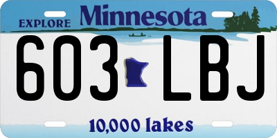MN license plate 603LBJ