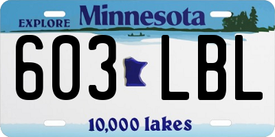 MN license plate 603LBL