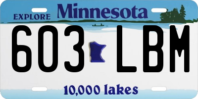 MN license plate 603LBM