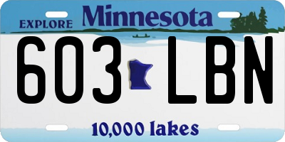 MN license plate 603LBN