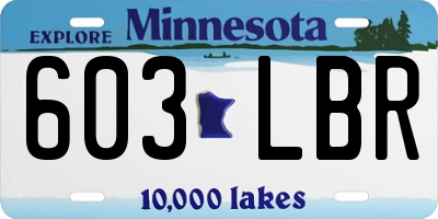 MN license plate 603LBR