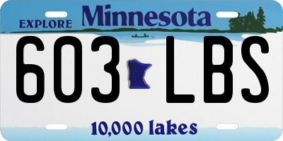 MN license plate 603LBS