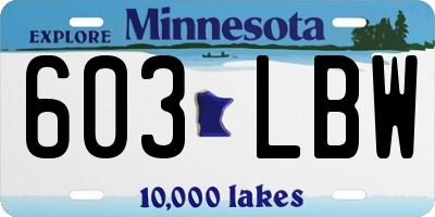 MN license plate 603LBW