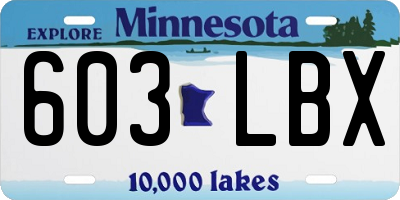 MN license plate 603LBX