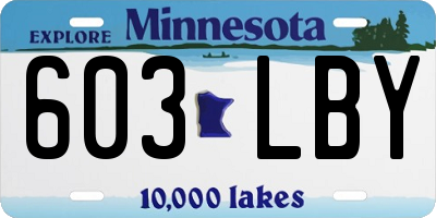 MN license plate 603LBY