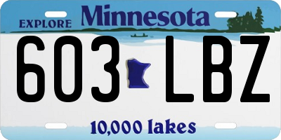 MN license plate 603LBZ