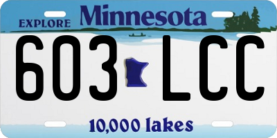 MN license plate 603LCC