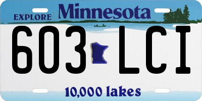 MN license plate 603LCI