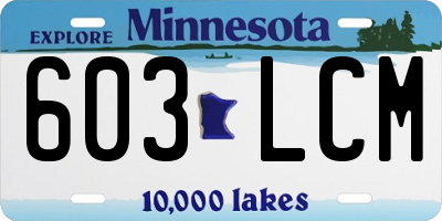 MN license plate 603LCM