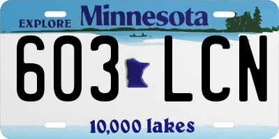 MN license plate 603LCN