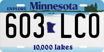 MN license plate 603LCO