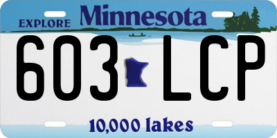 MN license plate 603LCP