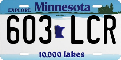 MN license plate 603LCR