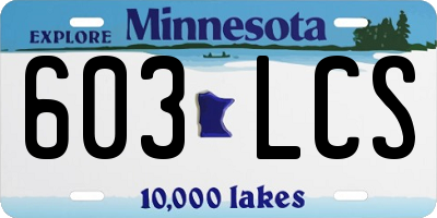 MN license plate 603LCS