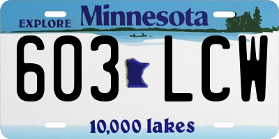 MN license plate 603LCW