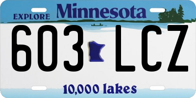 MN license plate 603LCZ
