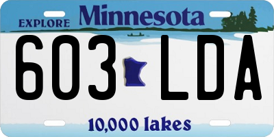 MN license plate 603LDA