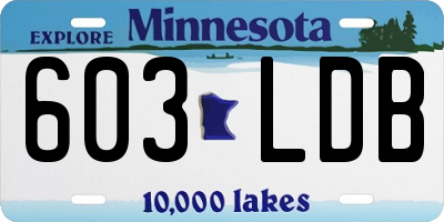 MN license plate 603LDB