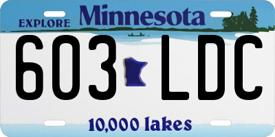 MN license plate 603LDC