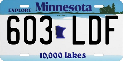 MN license plate 603LDF