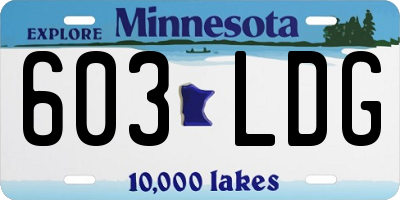 MN license plate 603LDG