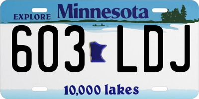 MN license plate 603LDJ
