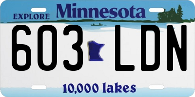 MN license plate 603LDN