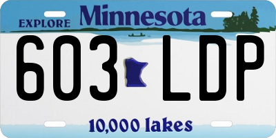 MN license plate 603LDP