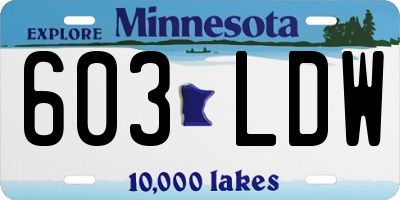 MN license plate 603LDW