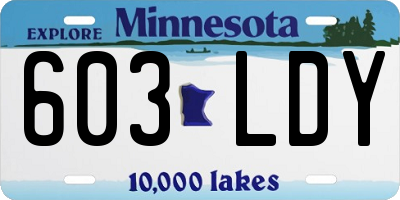 MN license plate 603LDY