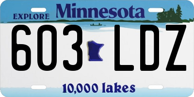 MN license plate 603LDZ