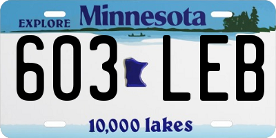 MN license plate 603LEB