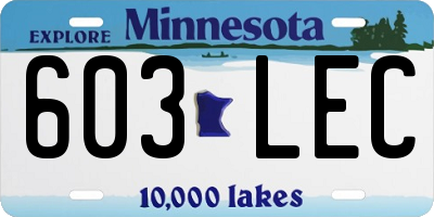 MN license plate 603LEC