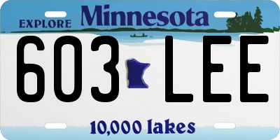 MN license plate 603LEE