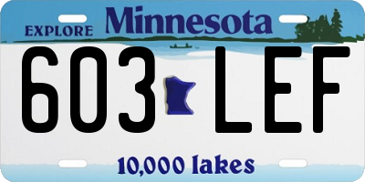 MN license plate 603LEF