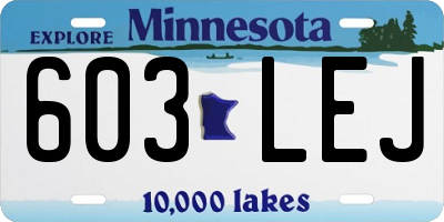 MN license plate 603LEJ