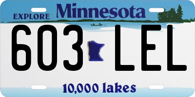 MN license plate 603LEL