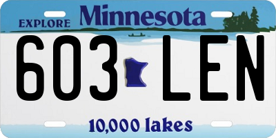 MN license plate 603LEN
