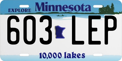 MN license plate 603LEP