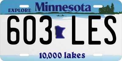 MN license plate 603LES