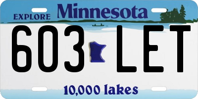 MN license plate 603LET