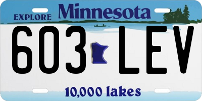 MN license plate 603LEV