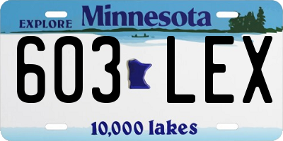 MN license plate 603LEX