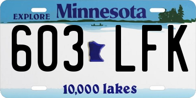 MN license plate 603LFK