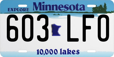 MN license plate 603LFO